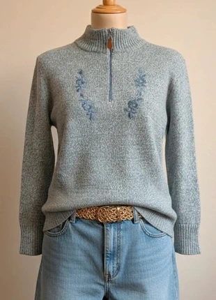 Vintage quarter zip sweater floral embroidery – size M, marque: Vintage Dressing, état: Très bon état, taille: M / 38 / 10, 14,90 €, 16,35 € Protection acheteurs incluse
