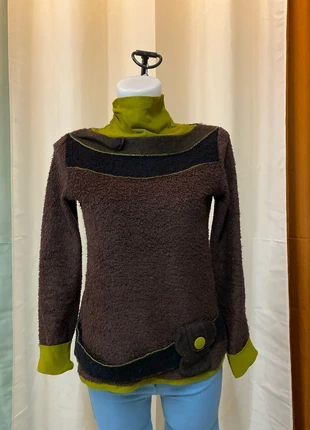Pull laine bouclette vintage hippie bohème marron vert, marca: Les Habits de Dalie, estado: Bom, tamanho: M / 38 / 10, €12.00, €13.30 inclui Proteção do Comprador Pro