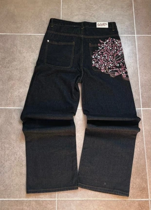Jean Baggy Noir Brodé Fleur de Cerisier - Streetwear Y2K - Taille M, brand: Japan Style, condizioni: Ottime, taglia: M, €53.50, €56.88 include la Protezione acquisti
