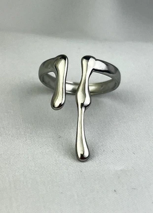 Bague Argentée Goûtte Liquide Métal Acier Inoxydable Ouverte, marque: CHROME, état: Très bon état, taille: Ajustable, 12,00 €, 13,30 € Protection acheteurs (Pro) incluse