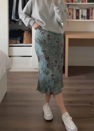 Jupe longue verte foncée avec motifs fleuris style boho harajuku taille S, brand: Deryom, condition: Very good, size: S / 36 / 8, €35.90, €38.40 includes Buyer Protection