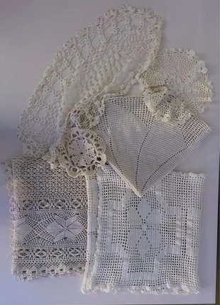 Lot de 6 napperons/chemins de table en crochet écru/blanc/beige Vintage, marque: Vintage Love, état: Très bon état, 7,00 €, 8,05 € Protection acheteurs incluse
