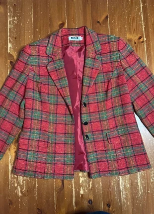 Blazer en laine à carreaux rouges – style Noël, fabrication française, taille M, brand: Création Française, condizioni: Ottime, taglia: M / IT 42 / EU 38, €35.00, €37.45 include la Protezione acquisti