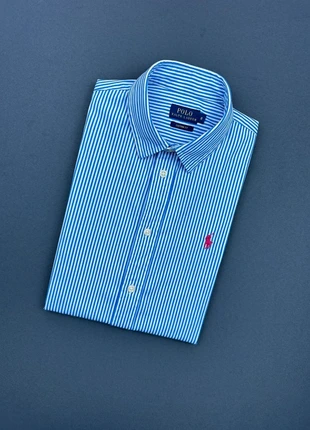 Chemise Femme - Custom Fit - Rayures Blanches et Bleues - Logo brodé Rose Ralph Lauren - Taille S, brand: Ralph Lauren, condition: Very good, size: S / 36 / 8, €55.00, €58.45 includes Buyer Protection Pro