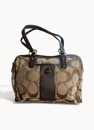 Coach Signature Sufflette | Sac à main en toile beige et marron, brand: Coach, condition: Very good, €75.00, €79.45 includes Buyer Protection Pro