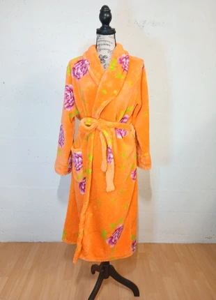 🌺 Peignoir coloré fait main – Orange fleuri – Bon état, brand: Fait Main, condizioni: Buone, taglia: L / IT 44 / EU 40, €6.00, €7.00 include la Protezione acquisti