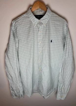 Chemise à carreaux Ralph Lauren blanc et vert taille 17 XL, merk: Ralph Lauren, staat: Heel goed, maat: XL, € 35,00, € 37,45 inclusief Kopersbescherming Pro