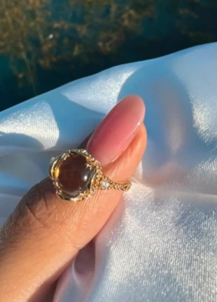Brand New! Stunning Gold Smoky Quartz-Style Ring – Elegant Vintage-Inspired Gemstone Design, brand: vintage inspired, condition: New without tags, size: 17.3 mm / N½, £9.00, £10.15 includes Buyer Protection