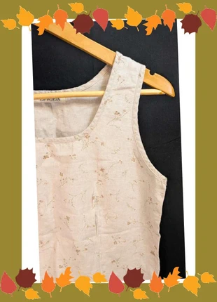 débardeur lin coton vintage beige fleuri épicea, merk: Epicea, staat: Heel goed, maat: S / 36 / 8, € 10,80, € 12,04 inclusief Kopersbescherming Pro