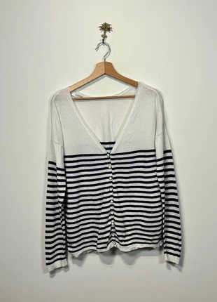 Cardigan marinière boutonné oversize 100% coton décolleté V Promod Taille 38 - M, brand: Promod, condition: Very good, size: M / 38 / 10, €9.00, €10.15 includes Buyer Protection