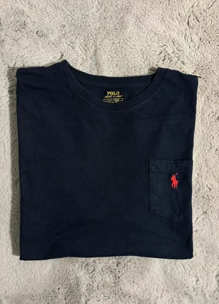 T-shirt col rond avec poche Ralph Lauren Bleu Logo brodé Rouge - Taille L 008, brand: Ralph Lauren, condition: Very good, size: L, €15.00, €16.45 includes Buyer Protection