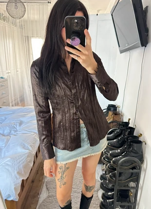 Vintage Y2K crinkle satin shirt, brand: Vintage Dressing, condition: Very good, size: S / UK 8-10, £8.00, £9.10 includes Buyer Protection