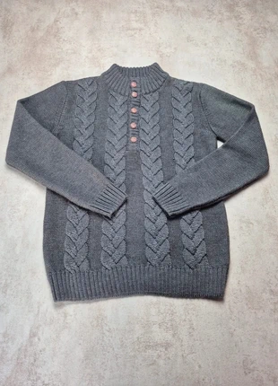 Enzo di Milano pull maille torsadée gris col boutonné coton T46/L, marque: Enzo di Milano, état: Très bon état, taille: L, 18,00 €, 19,60 € Protection acheteurs incluse