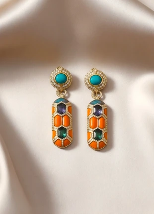 Gold-Plated Orange Gemstone Drop Earrings, brand: Statement, condition: New without tags, £8.00, £9.10 includes Buyer Protection