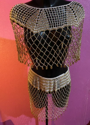 Ensemble sexy doré, marque: sans marque, état: Neuf avec étiquette, taille: Taille unique, 10,00 €, 11,20 € Protection acheteurs incluse