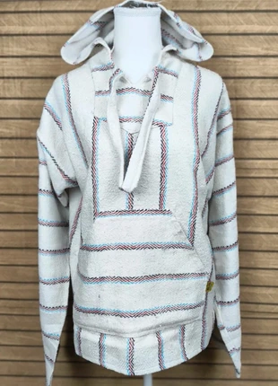 Molina – Baja Hoodie / Poncho mexicain – Unisexe – Taille L – Blanc rayé – Made in Mexico, brand: Molina, condizioni: Ottime, taglia: S, €10.00, €11.20 include la Protezione acquisti