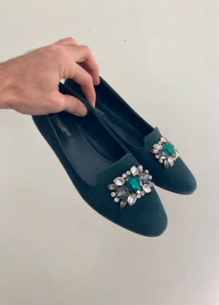 Ballerines en daim/cuir Dolce&Gabana vert foncé diamant vintage classe chic - 36.5, marke: Dolce & Gabbana, zustand: Sehr gut, größe: 36.5, 80,00 €, 84,70 € inklusive Vinted-Käuferschutz