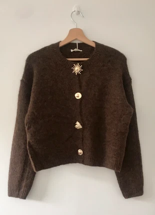 Gilet marron boutons bijoux dorés - Écoresponsable, brand: Boutique Parisienne, condizioni: Nuovo con cartellino, taglia: M / IT 42 / EU 38, €36.00, €38.50 include la Protezione acquisti Pro