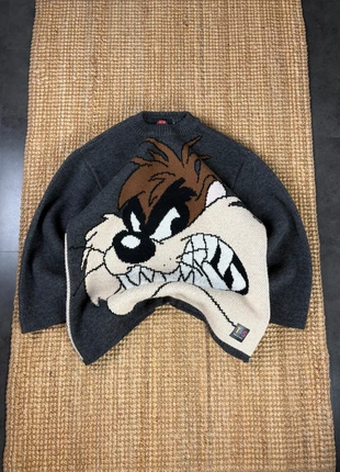 Pull Rare Gris, Marron et Beige Looney Tunes, Taz, Warner Bros Vintage Y2K 2000s, Oversize Taille S, marke: Vintage Dressing, zustand: Sehr gut, größe: S, 120,00 €, 126,70 € beinhaltet Vinted-Käuferschutz Pro