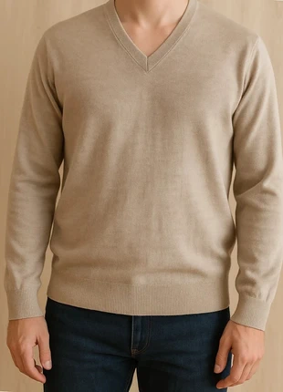 Morgat- Pull col V beige clair en maille fine – Taille L, marke: morgat, zustand: Sehr gut, größe: L, 16,00 €, 17,50 € inklusive Vinted-Käuferschutz
