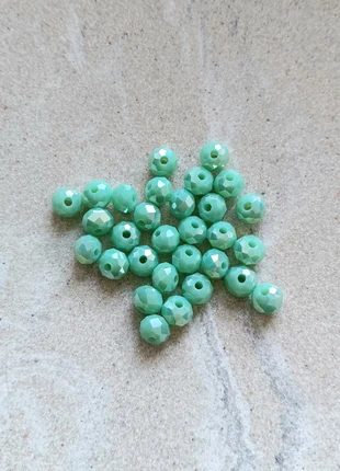 Fil de perles rondelles à facettes vert/turquoise en verre de 6x5 mm - PTU2-23, staat: Nieuw met prijskaartje, € 1,50, € 2,28 inclusief Kopersbescherming Pro