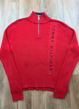 Pull Tommy Hilfiger Half zip 1/4 zip col camionneur | Rouge logo brodé | Taille XL, brand: Tommy Hilfiger, condition: Very good, size: XL / 42 / 14, €20.00, €21.70 includes Buyer Protection Pro