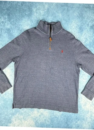 1/4 zip col camionneur en maille Ralph Lauren Taille M | Gris bleu logo rouge brodé « 367 », brand: Ralph Lauren, condizioni: Buone, taglia: M, €45.00, €47.95 include la Protezione acquisti Pro