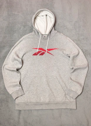 Pull à capuche Reebok poche kangourou gris logo imprimé rouge - M, marke: Reebok, zustand: Sehr gut, größe: M, 15,00 €, 16,45 € inklusive Vinted-Käuferschutz