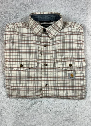 chemise a manche courte Carhartt a carreaux | beige marron crème logo brodé | Taille S homme, brand: Carhartt, condition: Very good, size: S, €20.00, €21.70 includes Buyer Protection