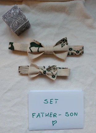 Set father son Bow tie Fliege gravata borboleta papillon pajarita cravatta Christmas Noël Kerst, merk: Atelier Daily Elegance, staat: Nieuw met prijskaartje, € 15,99, € 17,49 inclusief Kopersbescherming Pro