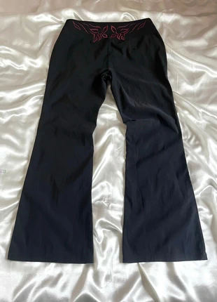 2000s high-rise y2k flared black embroidered pants - officecore style, brand: Vintage Dressing, condition: Good, size: XXL / 44 / 16, €18.00, €19.60 includes Buyer Protection Pro