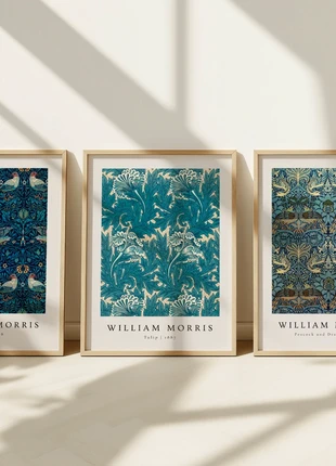 Set of 3 William Morris Teal Blue A3 Art Prints | Vintage Home Wall Decor, brand: William Morris, condition: New with tags, £12.00, £13.30 includes Buyer Protection