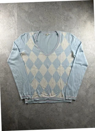 Pull fin mi saison Tommy Hilfiger femme col V neck | Bleu turquoise & Blanc | Taille M, marque: Tommy Hilfiger, état: Très bon état, taille: M / 38 / 10, 10,00 €, 11,20 € Protection acheteurs (Pro) incluse