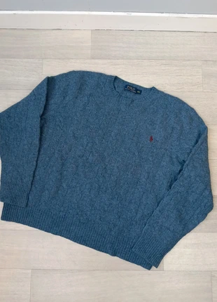 Pull torsadé Ralph Lauren feutré bleu taille M, merk: Ralph Lauren, staat: Heel goed, maat: M, € 30,00, € 32,20 inclusief Kopersbescherming