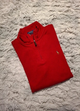 Half zip 1/4 zip col camionneur Ralph Lauren Rouge logo brodé Taille L, brand: Ralph Lauren, condition: Very good, size: L, €51.00, €54.25 includes Buyer Protection