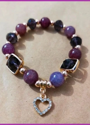 Pulsera morada corazón brillo elástica, marque: Bi&jou, état: Très bon état, 2,90 €, 3,75 € Protection acheteurs incluse