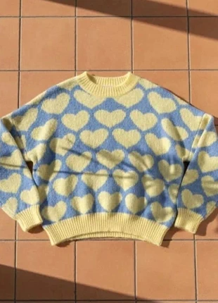 Pull en maille oversize, col rond, taille M, imprimé cœurs rétro doux, brand: Ysera, condition: Very good, size: M / 38 / 10, €39.99, €42.69 includes Buyer Protection Pro