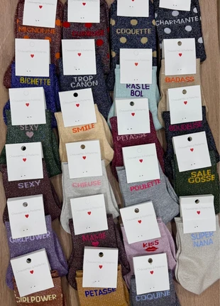 Chaussette à paillettes aux choix à message mots, brand: Tendance, condition: Very good, size: One size, €4.90, €5.85 includes Buyer Protection