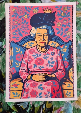 Poster A3 come NUOVO - Regina Elisabetta con gatto nero, brand: Regina, condizioni: Nuovo senza cartellino, €6.75, €7.79 include la Protezione acquisti