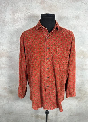 Chemise Vintage En Velours Côtelé / Corduroy Colore rouge fluide motif carre taille M, marca: Vintage Dressing, estado: Muito bom, tamanho: M, €17.00, €18.55 inclui Proteção do Comprador Pro