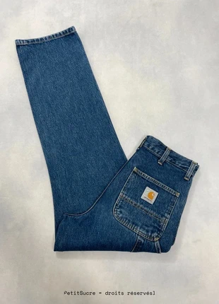 Jean Carhartt wip Bleu Marine Single Knee Pant Large Baggy Carpenter Denim - Taille S w28 #1098, brand: Carhartt, condition: Very good, size: W28, €54.90, €58.35 includes Buyer Protection Pro