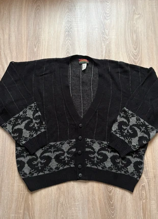 Cardigan pull vintage Oakton style rétro motif noir et gris, marque: Vintage Dressing, état: Très bon état, taille: L, 15,00 €, 16,45 € Protection acheteurs incluse