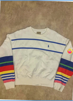Sweat-shirt / pull à col rond RL Ralph Lauren Blanc logo bleu Vintage 90s Taille L, brand: Ralph Lauren, condition: Very good, size: L / 40 / 12, €45.00, €47.95 includes Buyer Protection Pro
