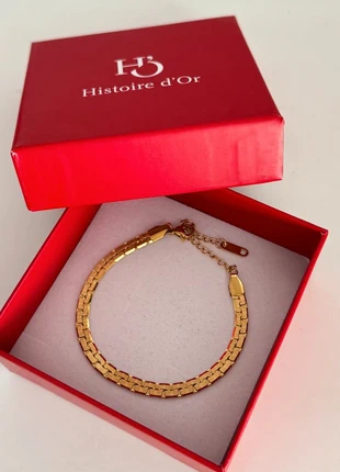 bracelet doré chaine palmier ciselé or fin large plat en acier inoxydable haut de gamme, marke: histoire d'or, zustand: Sehr gut, 15,00 €, 16,45 € beinhaltet Vinted-Käuferschutz Pro