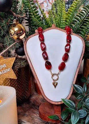 🍂 Prachtige bordeaux rode/wijnrode chuncky acryl kralenketting., merk: Handgemaakt, staat: Nieuw zonder prijskaartje, € 24,00, € 25,90 inclusief Kopersbescherming