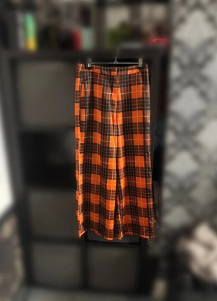 Collusion Orange & Black Check Wide Leg Satin Trousers size 6, brand: Collusion, condition: Very good, size: XS / 6, £3.00, £3.85 includes Buyer Protection