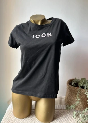 T-shirt noir brodé Icon Taille S – 100 % coton, marca: Inconnu, estado: Novo sem etiquetas, tamanho: S / 36 / 8, €12.00, €13.30 inclui Proteção do Comprador