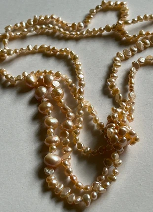 Long string real cultured freshwater peach pearls classic jewellery, brand: real cultured pearls long string, condition: Very good, £10.00, £11.20 includes Buyer Protection