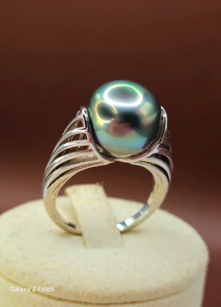 Sterling Silver 925 Black Pearl Ring, Art Deco Style Setting, Iridescent Dome Design Size Q, brand: sterling silver, condition: Very good, size: 18.5 mm / Q½, £28.95, £31.10 includes Buyer Protection Pro