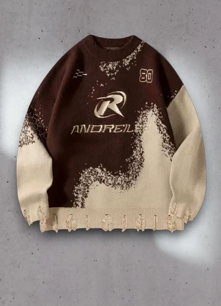 Pull d'hiver Y2K Style Old School - Taille M - Surf Style - Marron Beige - Coupe lose #32, marque: Aesthetic, état: Très bon état, taille: M, 39,90 €, 42,60 € Protection acheteurs incluse